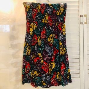 Abstract Pattern Strapless Dress
